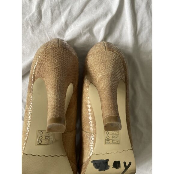 Moda Spana Tan Snake Skin High Kitten Heels Shoes Size 11M Slip On - Picture 6 of 8